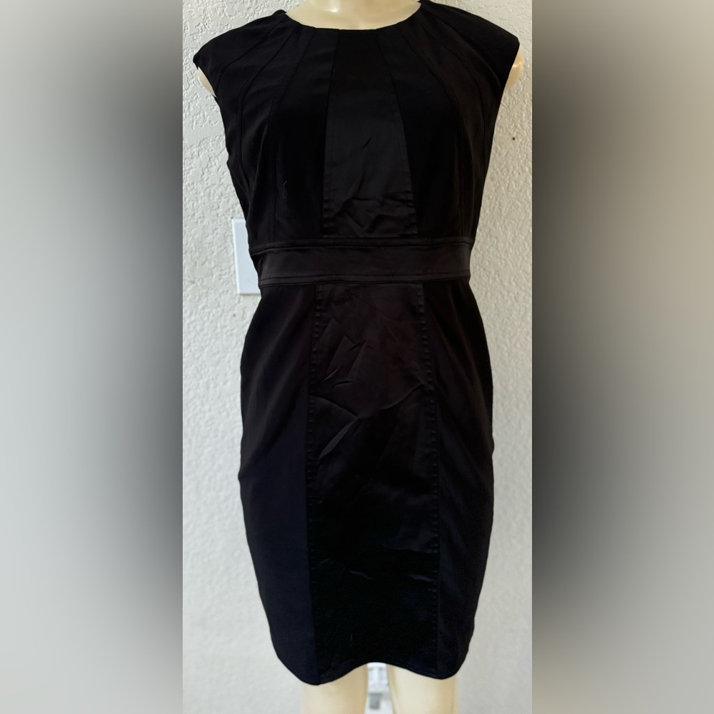 💫 Adrianna Papell black bodycon prom party night out dress midi elegant
